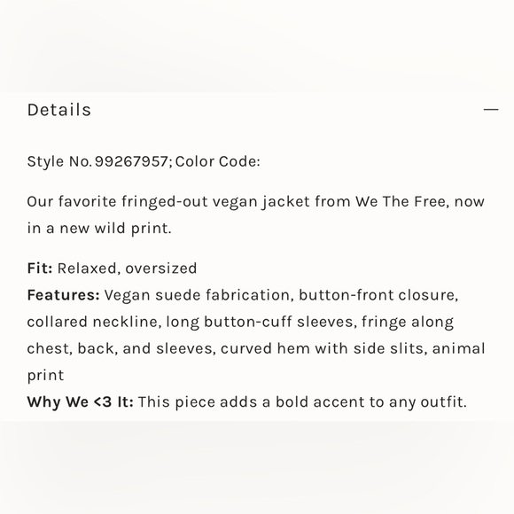 Free People Fringe Out Animal Print Jacket Size Small We The Free - Picture 14 of 14